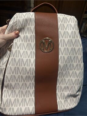 Marco Signature MM Monogram Backpack in Light Pink & Brown